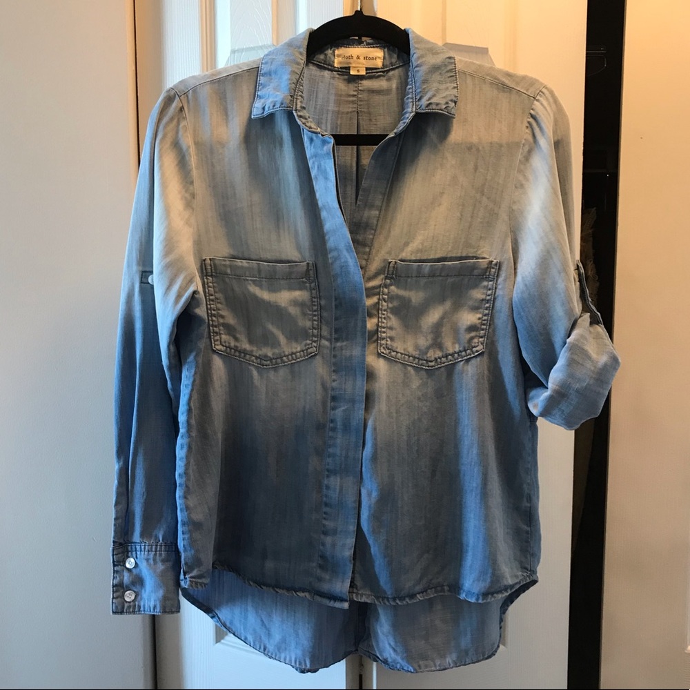 Anthropologie Cloth & Stone Blue Chambray Shirt